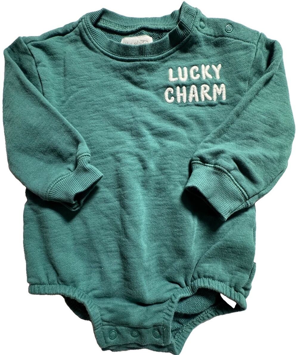Little Planet Carters Baby 18M Lucky Charm Green Organic Cotton Romper